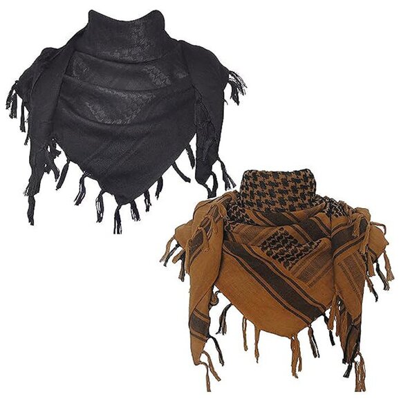 Explore Land Cotton Shemagh Keffiyeh Tactical , Black, Coyote Brown